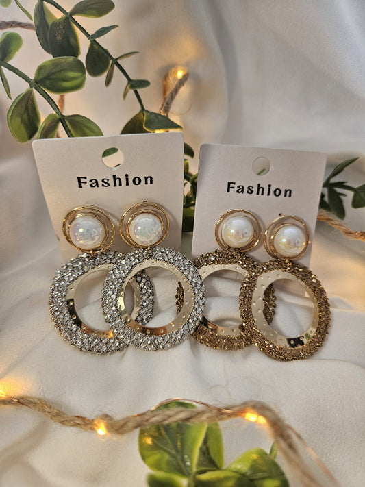 Aros diamantes perla